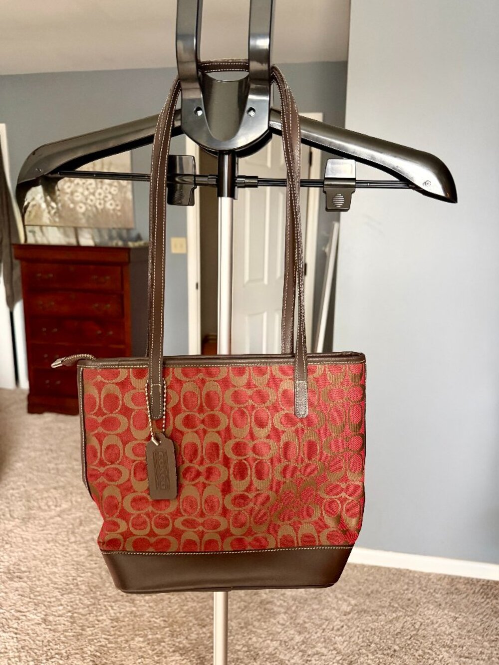 Coach Signature Red & Tan Tote – NWOT